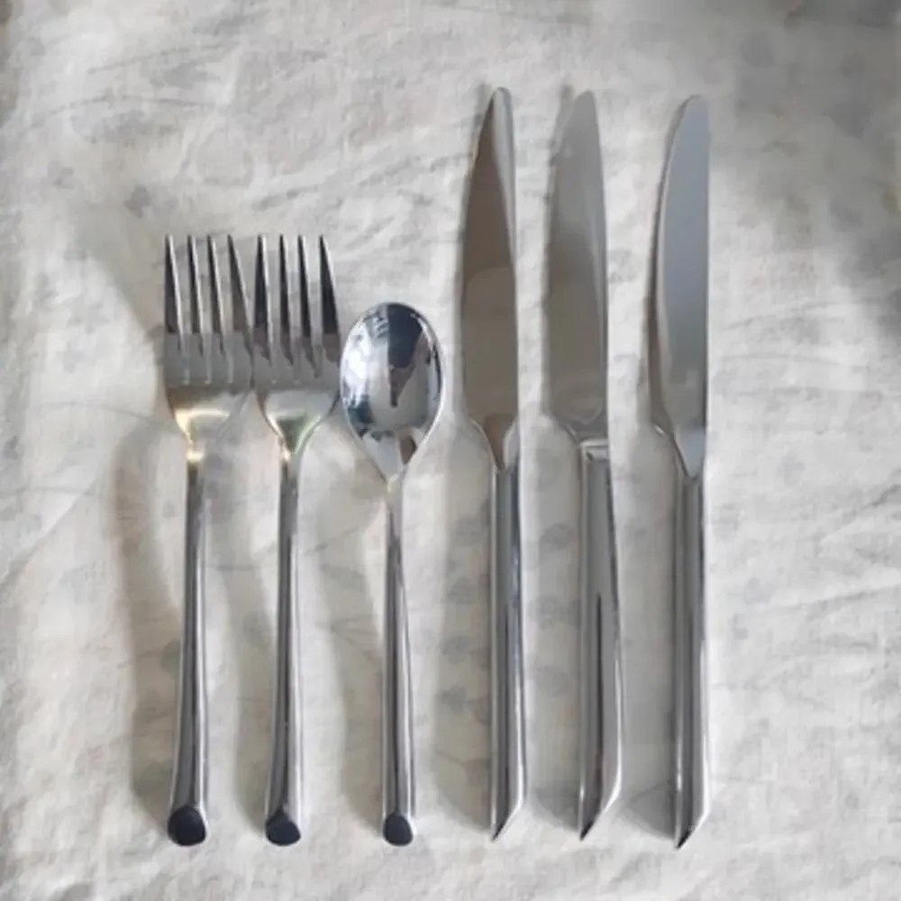 6 Pieces Towle Wave Glossy Stainless 2 Salad Forks 1 Teaspoon 3 Dinner Knives
